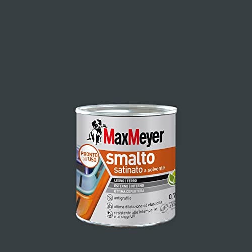MAXMEYER Smalto a solvente per ferro e legno satinato ANTRACITE R7016 0,750 L