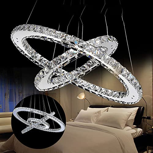Dreifach-Kristall-Kronleuchter LED dimmbare Fernbedienung Modern Kronleuchter Kristall Leuchte, Kristall-Kronleuchter Deckenleuchte Pendelleuchte energiesparend einstellbar (48W)[Energieklasse A++]