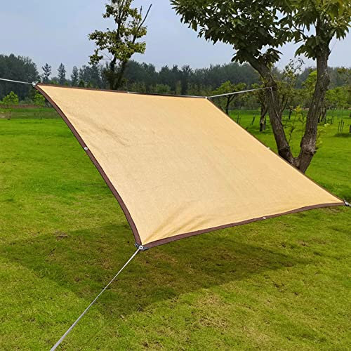 LYAH Schattennetz Für Garten Balkon 4x6m Rechteckig Sonnenschutz, Wasserdicht Sonnensegel 80% UV-Schutz Schattierungsnetz Mit Ösen + Seilen, Beiges