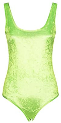 Exes Underwear Body in Velluto Spalla Larga Elasticizzato Tinta Unita Verde e Fucsia Fluo mod.D783 (Verde Fluo, S)