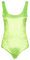 Exes Underwear Body in Velluto Spalla Larga Elasticizzato Tinta Unita Verde e Fucsia Fluo mod.D783 (Verde Fluo, S)