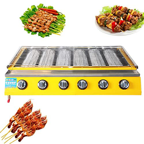 Barbacoa de Gas de Sobremesa de Acero Inoxidable, Barbacoa Gas de Sobremesa, Parrilla Gas, Barbacoa de Mesa de Parrilla Barbacoa con Bandeja de Goteo, Superficie 71x41 cm, Ideal para Camping,Amarillo