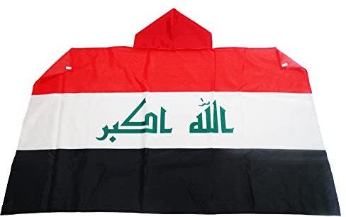 AZ FLAG - Umhangflagge Irak - 150x90 cm - Irakische Cape Fahne 100% Polyester mit integrierten Ärmeln und Kapuze - Body Flag 80g
