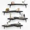 LMYDIDO 4pcs Corner Floating Shelves - Rustic Wooden Wall Mounted Shelves for Living Room, Bedroom, Bathroom, Kitchen (Black)