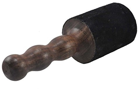 Devyom Maillet pour bol chantant épais recouvert de cuir noir, maillet pour bol chantant, maillet pour gong, Puja