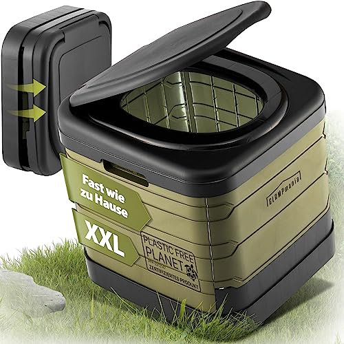 GLAMPmania Campingtoilette XXL - Klappbar [bis 85 kg] für Tüten I Camping Toilette WC Klo - Camping Festival Ausflüge Angeln - Style Round