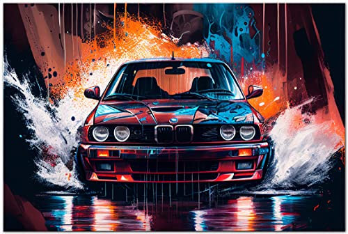 Printonia Leinwand-bild 120x80 cm BMW M3 E30 3 Top Art Auto Automobil Bilder Büro Deko Dekoration Wandbild Kunstdruck
