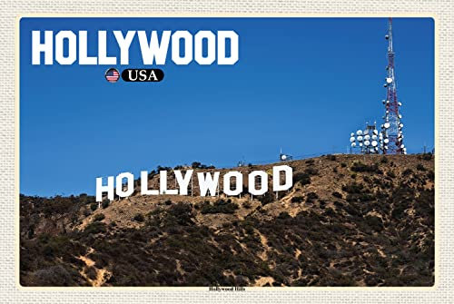 Ontrada Blechschild 20x30cm gewölbt Hollywood USA Hollywood Hills Deko Geschenk Schild