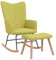 vidaXL Schaukelstuhl mit Hocker Schaukelsessel Schwingsessel Relaxstuhl Polsterstuhl Wohnzimmerstuhl Sessel Stuhl Relaxsessel Stoff Grün