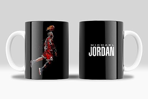 newseny Taza NBA de Michael Jordan Colección en Blanco y Negro con tonos rojos - Regalo para fans de M.Jordan NBA | Cerámica 355ml (Michael Jordan Taza)