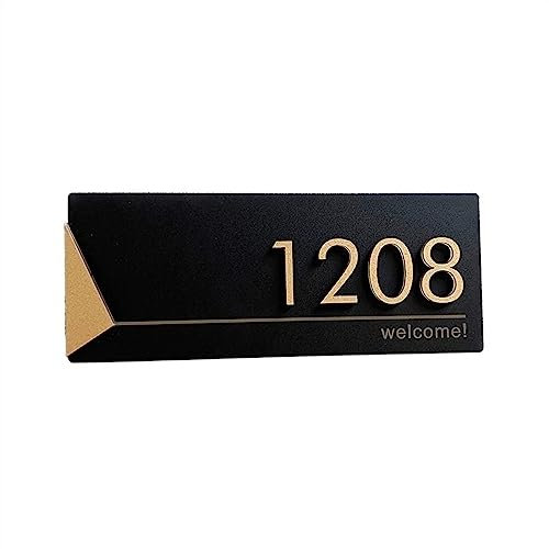 House Address Numbers,House Sign Acrylic Modern Door Plate Shop Sign Customize House Number Family Name Address Letter For Home Office Apartment Restaurant Hotel Address Numbers ( Color : Golden , Siz