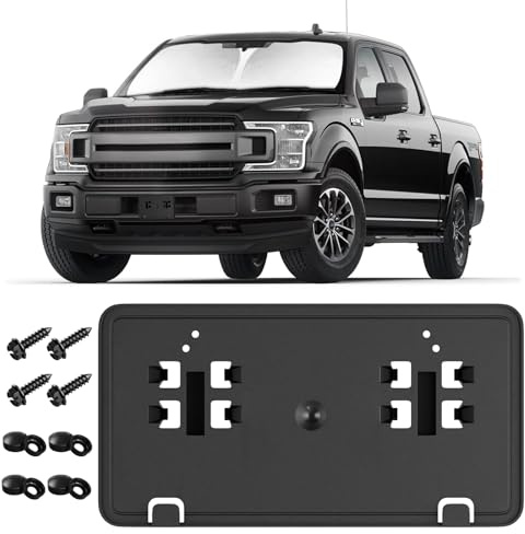 Replace for 2018 2019 2020 Ford F150 Front License Plate Bracket Frame Holder, 2.7L 3.0L 3.5L Truck Bumper Plate Mount JL3Z17A385BA & FO1068181