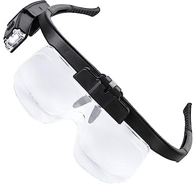 rongweiwang Elektronische Lupe, verstellbare LED Lupe mit Abnehmbarer Linse, praktisches Kopfband, Brille, Zeitung