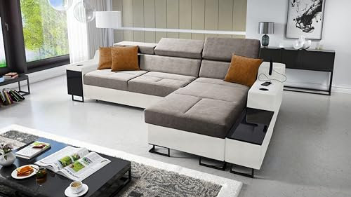 Best For Home Ecksofa Modernes Art I MINI: Komfortables Schlafen und praktisches Bettenangebot in einem (WHISPER5+EKJI, Links)
