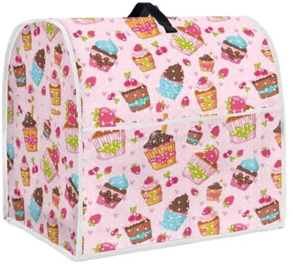 chaqlin Cake Dessert Stand Mixer Cover for Kitchen Small Appliance, Cartoon Dessert Cake Kitchen Mixer Cover Polyester Bread Machine Case Coffee Maker Covers with Pocket,Pink