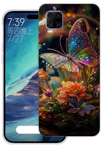 WUACYEAMING Carcasa para Móvil Compatible con ZTE Smartphone AXON 11 5G Ultrafina Delgado Cover Transparente TPU Silicona Antigolpes Anti-arañazos Bumper Caso para Case-(Flor de Mariposa)