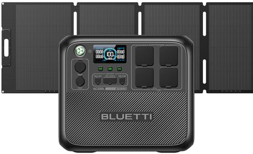 BLUETTI AC200L Generador Solar con 200W Panel Solar (Enviar por Separado), LiFePO4 2048Wh, Ampliable a 8192Wh, 4 Salidas de CA 2400W (3600W Power Lifting), Salida RV de 30A, para Camping, Emergencia