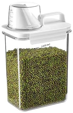thirei 1800ML Cereal Containers, Rice Storage Container, Pet Food Storage Container, Cereal Storage Containers with Measuring Cup, for Storing Rice, Cereal or Pet Food