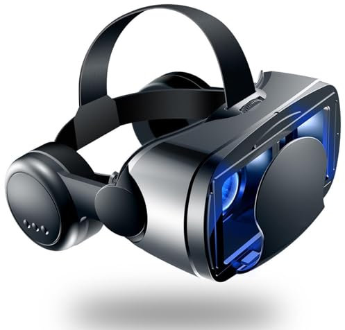 VR Headset Brille für Android und IOS, Verstellbare Virtual Reality VR Headset 3D Brille Headset Helme für 5-7 Zoll Smartphones, Anti Blaulicht