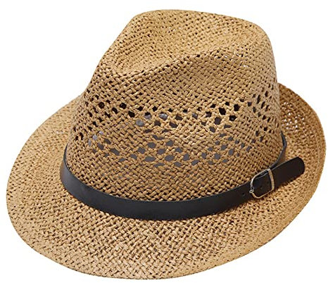 Beokeuioe Vintage Reisen Strandhut Fedora Hut Herren Damen Panamahut Strohhut Sonnenhut Sommerhut Westernhut Cowboyhut Für Hochzeitsfeier Freizeit Jazz Mütze Cap