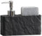 Premium ResinStone Kitchen/Bath Soap Dispenser, Elegant Hand Wash, Washing Up Liquid, Dish Soap and Sponge Caddy, 2 in 1 Organizer for Kitchen Sink (Black stone)