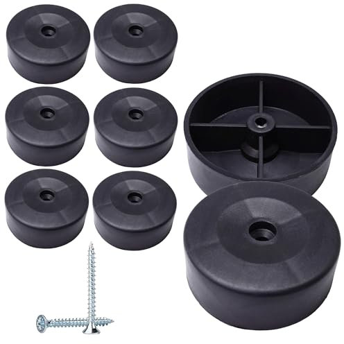 SKIR'CO Lot de 8 pieds de meubles ronds en plastique noir, diamètre 60 mm, hauteur 20 mm, pieds de meubles en plastique, vis incluses
