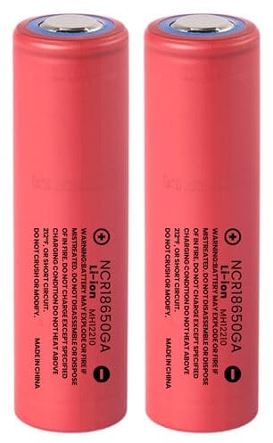 Sanyo GA 3500mAh Battery - 2 Pack - 10Amp Rechargeable Vape Batteries, Large Capacity Batteries for Headlamp, LED Flashlight, High Amp Flat Top Battery Long Lasting Li-ion Battery for Vape Kit