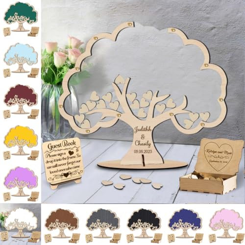 Livre d'or de Mariage Arbre généalogique personnalisé Arbre de Vie pour réception de Mariage, Livre d'or en Acrylique avec Support, Panneaux de Mariage pour cérémonie et réception
