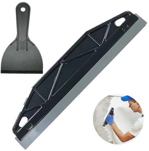 2 Pcs Paint Trim Guard, 12inch Stainless Steel Paint Shield Multi-Purpose Paint Wallpaper Guard for Cutting in, Straight Edge Painting Tools Shield with 1 Scraper for Smearing Repairing Wallpaper