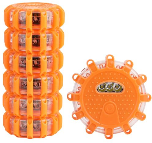 6 Pack LED Road Flares Flashlight with 9 Flash Modes,Emergency Safety Warning Light Kit with Magnetic Base & Hook,LED Road Flares Safety Flashing for Vehicles and Boats