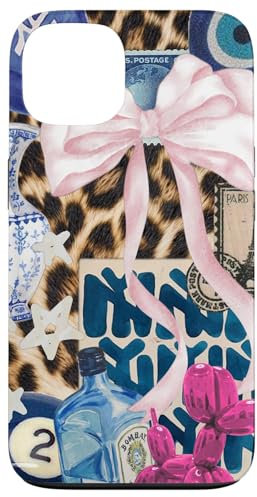 iPhone 13 Blue Coquette Pink Bow Preppy Collage Scrapbook School Girl Case