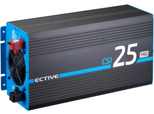 ECTIVE - Wechselrichter 12V auf 230V CSI PRO 25-2500W reine Sinuswelle - Offgrid-Spannungswandler DC/AC Strom mit USB, Überlast- & Überhitzungsschutz, NSV & USV Funktion & Batterieladefunktion bis 40A