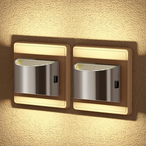 JandCase Steckdosennachtlicht mit automatischem Dämmerungssensor, 2 Stück nachtlicht steckdose dimmbar, 3000K Warmweiß-LED, Ideal für Kinderzimmer, Flur, Schlafzimmer, Badezimmer