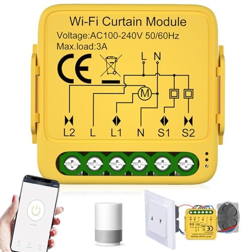 BAIFULAI Module d'interrupteur intelligent WiFi pour volet roulant 2,4 GHz - Contrôle par application - Commande intelligente de volet roulant - Module intelligent pour rideaux de moteur de volet