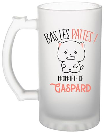 Planetee Chope Gaspard Bas les pattes Chat | Verre à bière Originial Cadeau Anniversaire Noël Humour fête des pères