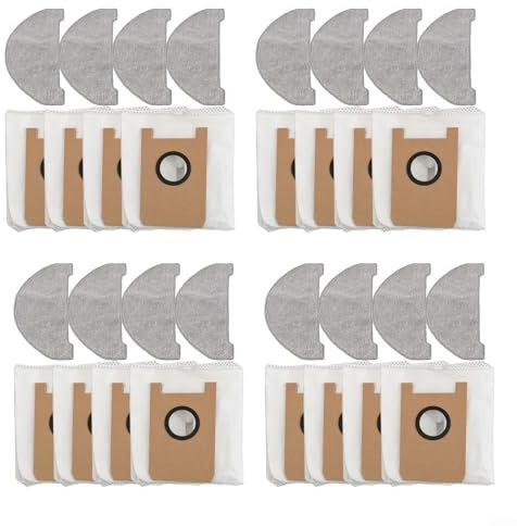 wenyouya Ensemble de 4 chiffons et sacs à poussière de rechange pour aspirateur robot Ultenic T10 Lite en microfibre non tissée