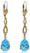 Ohrringe Gold Hellblau Markenkristalle Vintage Ohrhänger Damen Bau NOBEL SCHMUCK