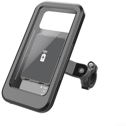 Lecreatekit Support de téléphone portable, avec chargement sans fil, support de téléphone portable pour moto, support de téléphone portable pour guidon de moins de 7 pouces