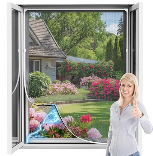 Magnetfliegengitter für Fenster, 90 x 120 cm Selbstklebendes Insektenschutz Dachfenster magnetisch Mückennetz Fenster