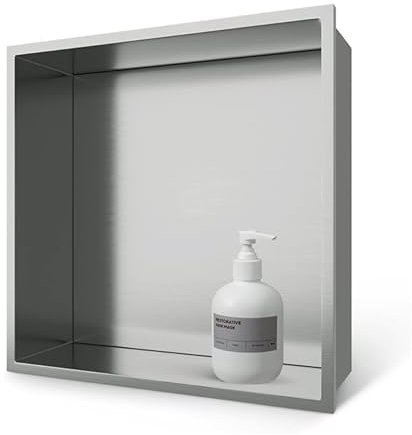 JKJZSALJ Nicho De Pared De Acero Inoxidable Sin Reborde para Ducha, Inserto De Pared para Ducha, Alicatable, Nicho De Baño con Estante Empotrado para Jabón, Artículos De Tocador, Latón Y Plata.