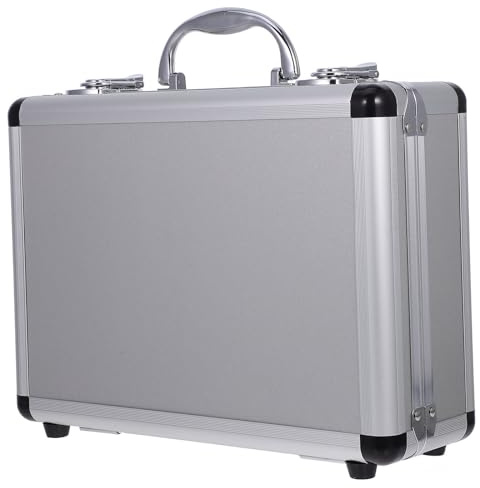 VICASKY Aktenkoffer aus Metall, Aluminium, mit Schloss, Verschließbarer Koffer, Leder, für Männer, Geld, Die Bank, Hartschale, Kinder, Silber, für Frauen, Schaumstoff, Reisende, Gepäck, Reisegeld