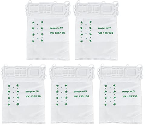 5PCS Vacuum Cleaner Dust Bag Nonwoven Vacuum Cleaner Garbage Bag for VORWERK VK135 VK136