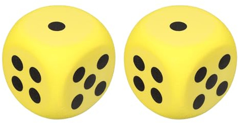 QUARKZMAN 2 Stück Schaumstoffwürfel 8cm/3.15 Zoll 6-Seitiger Würfel Gelb | Stressball, Drückbarer Block, EVA, Für Brettspiele Stress Angstabbau