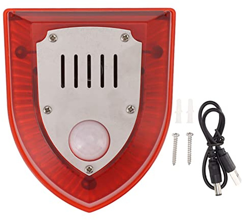 Réflecteur Solaire avec sirène d’Alarme 129dB, Induction sonore et Lumineuse, 3 Modes de Fonctionnement, 9.5 x 8 cm – Sécurité extérieure Efficace, résistant aux intempéries,