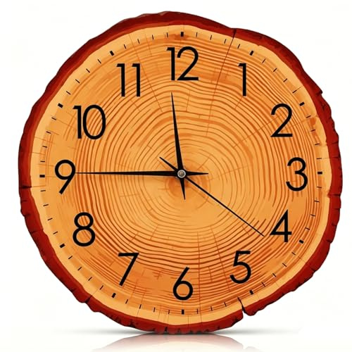 30cm Wanduhr, Vintage Deko Jahresring Wanduhren Für Wohnzimmer Schlafzimmer | Wohnzimmeruhr,Wanduhr Ohne Tickgeräusche,Brauner Landhausstil,Vintage Wanduhr,Küchenuhr Retro,Ausgefallene Wanduhren