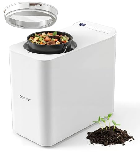 COSTWAY 3 L Compostiera da Cucina, Bidone per Rifiuti Organici con Timer, Filtro e Finestra Visibile, Compostiera Elettrica, Asciugatura, Macinatura, Raffreddamento