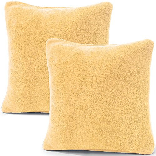 CelinaTex 2er Set Kissenbezug 50x50 cm Doppelpack Coral Fleece Kissenhülle, Dekokissen Bezug Sofakissenbezug Comfortable beige 5001341