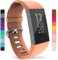 Yousave Accessories Compatible Strap For Fitbit Charge 3, Fitbit Charge 4, Silicone Fitbit Charge 3 Wristband, Sport Wrist Strap for the Fitbit Charge 3 and 4 - Small - Peach