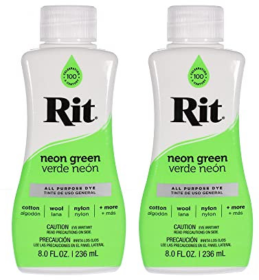 Rit Dye - Líquido multiusos de 8 onzas | Ideal para ropa, accesorios, decoración y mucho más | Paquete de 2, verde neón