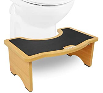 KMINA - Toilettenhocker Holz 18,5 cm, rutschfest WC Hocker Senioren, Fußstütze Toilette, Erwachsene Trittbrett